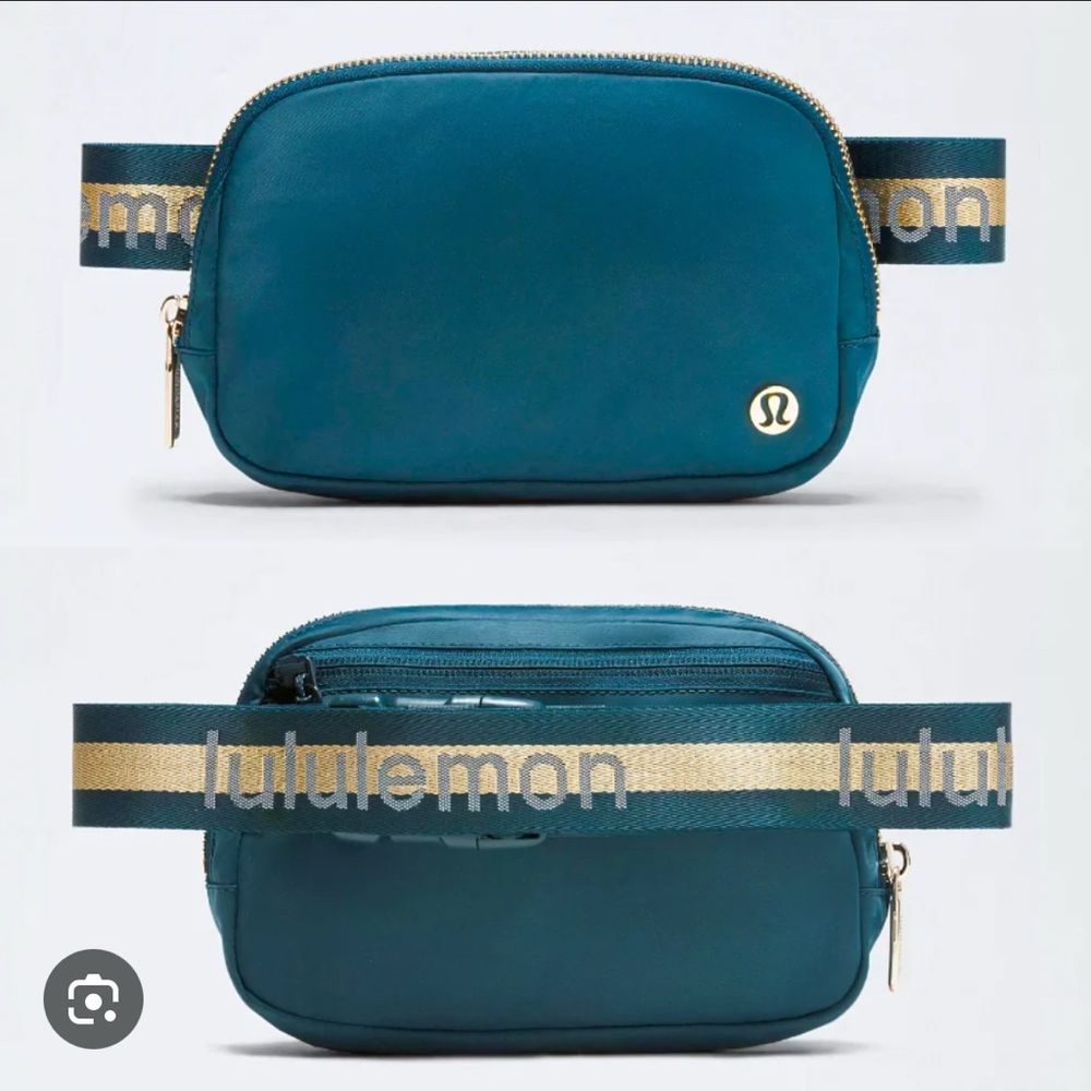lululemon athletica Blue Belt Bag with Gold Accents 1L